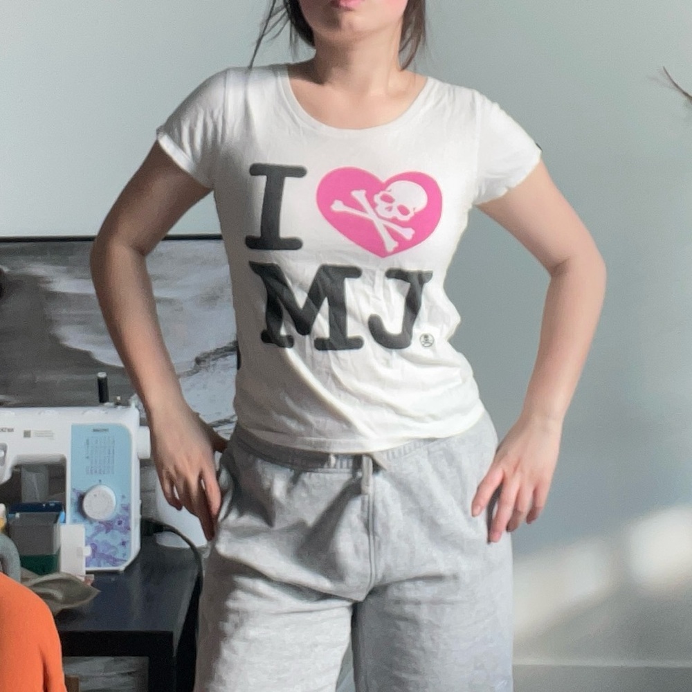 Mastermind Japan White and Pink Graphic Tee